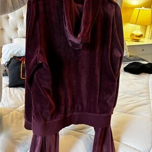 Velvet Hoodie Set in Deep Burgundy